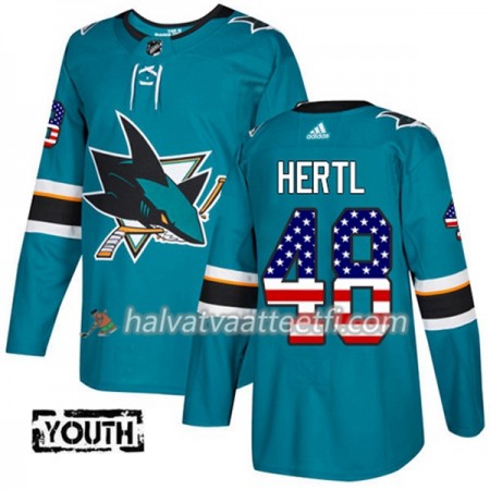 Lasten NHL San Jose Sharks Pelipaita Tomas Hertl 48 Adidas 2017-2018 Teal USA Flag Fashion Authentic